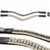 5-Row Wave Crystal Browband - Black Leather